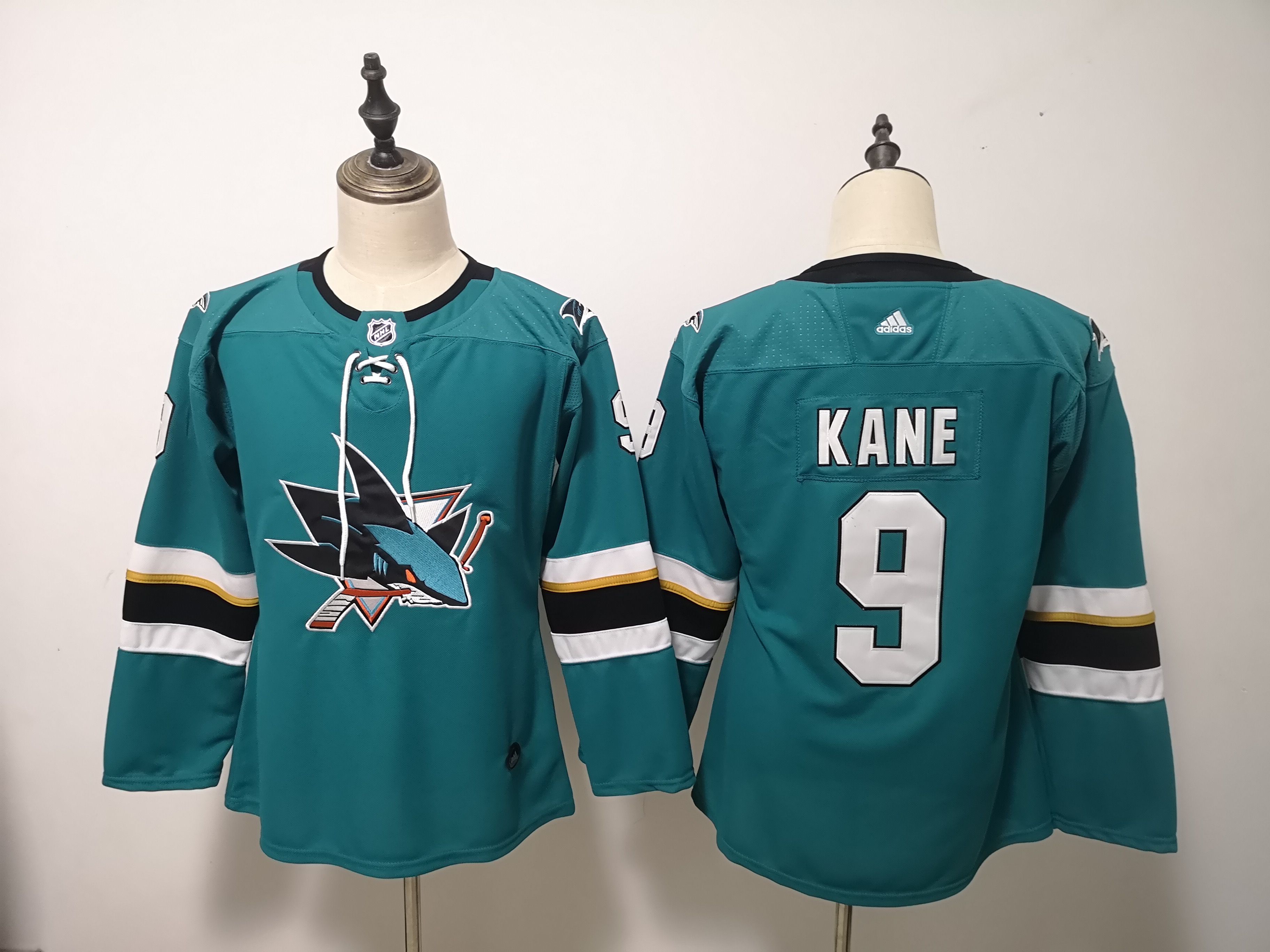 Women San Jose Sharks #9 Kane Green Adidas Stitched NHL Jersey->women nhl jersey->Women Jersey